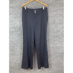 CHAPS Women's Wide Leg Navy Casual Dress Trouser Pants 100% Linen Size 12